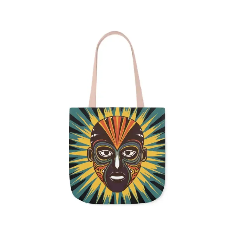 Standout Canvas Tote Bag with African Tribal Mask
