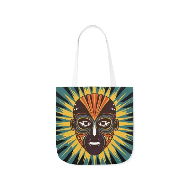 Standout Canvas Tote Bag with African Tribal Mask