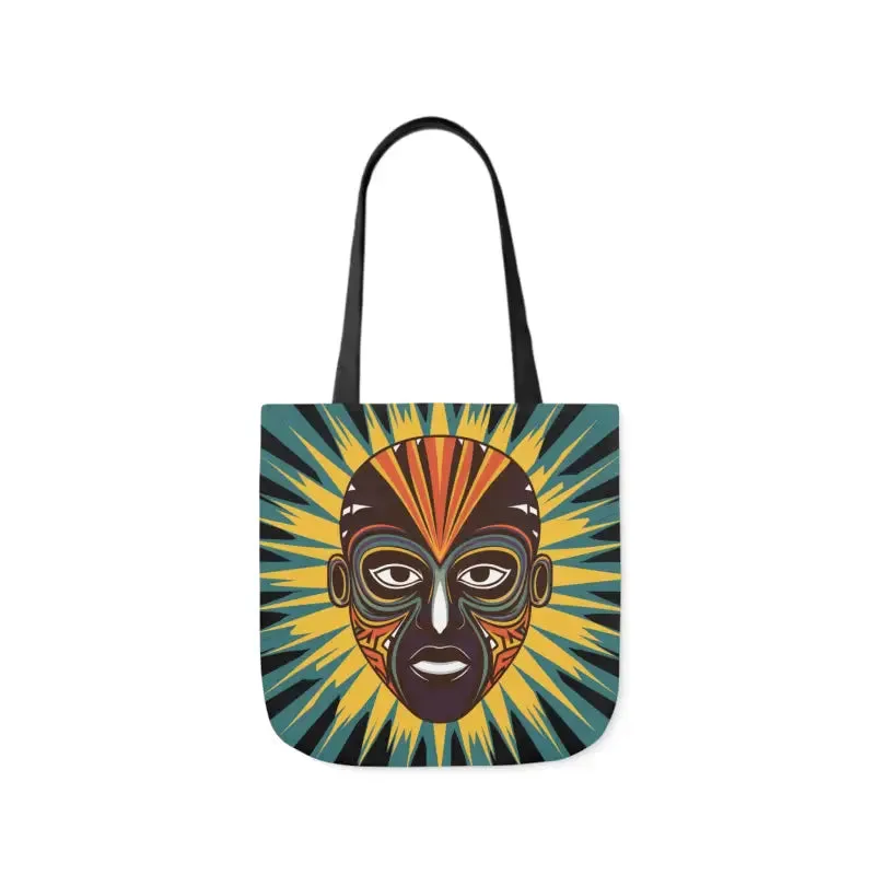 Standout Canvas Tote Bag with African Tribal Mask