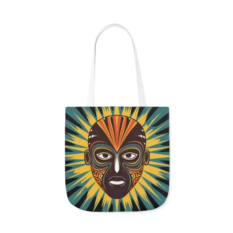 Standout Canvas Tote Bag with African Tribal Mask