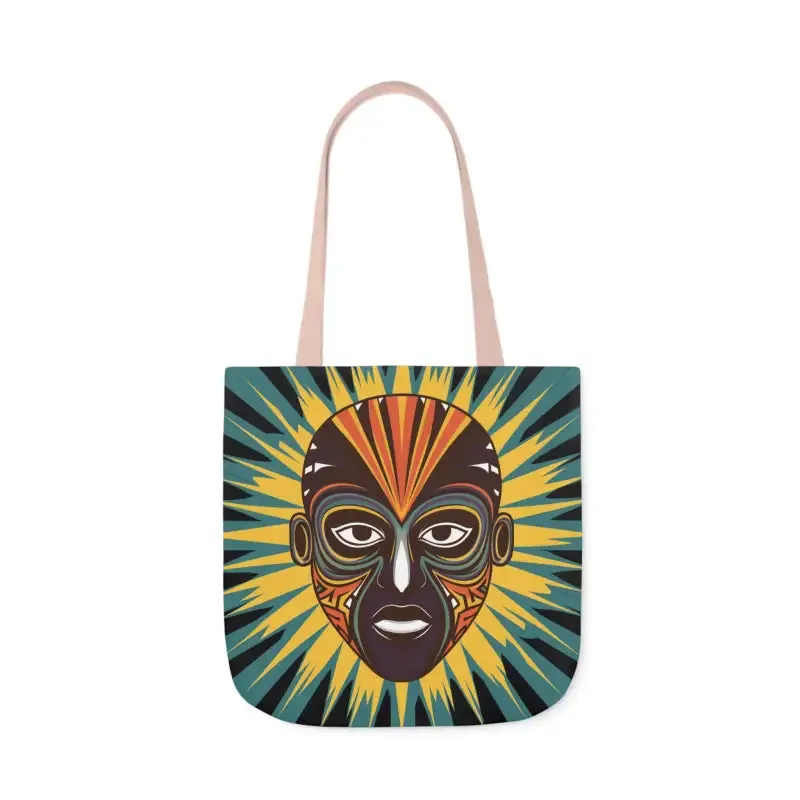 Standout Canvas Tote Bag with African Tribal Mask