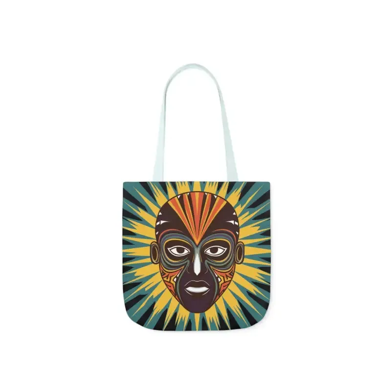 Standout Canvas Tote Bag with African Tribal Mask