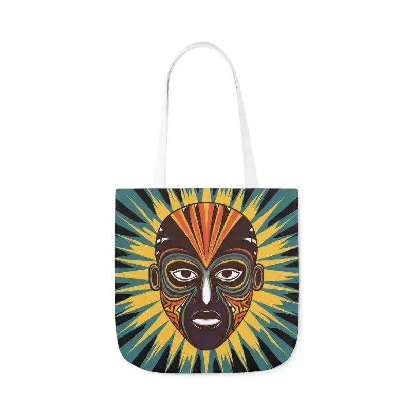 Standout Canvas Tote Bag with African Tribal Mask