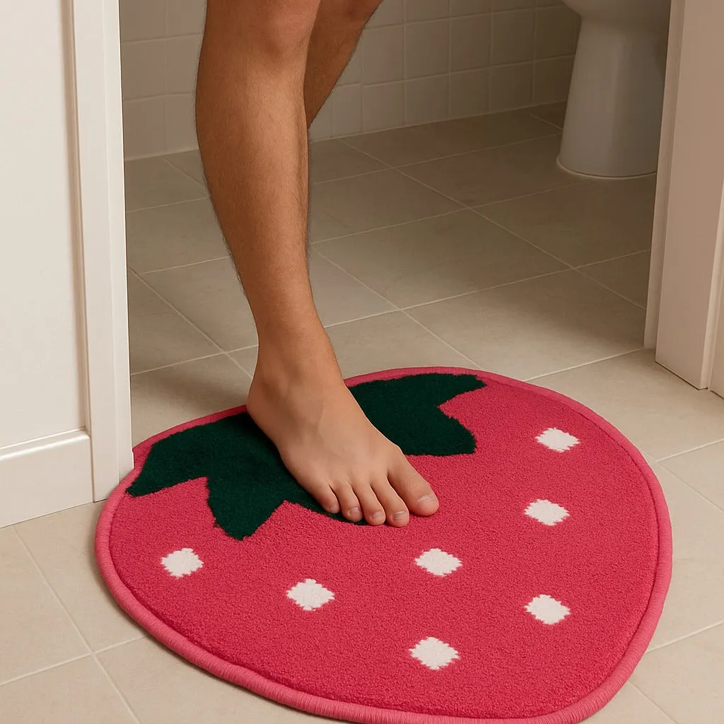Strawberry Shape Bathroom Rug