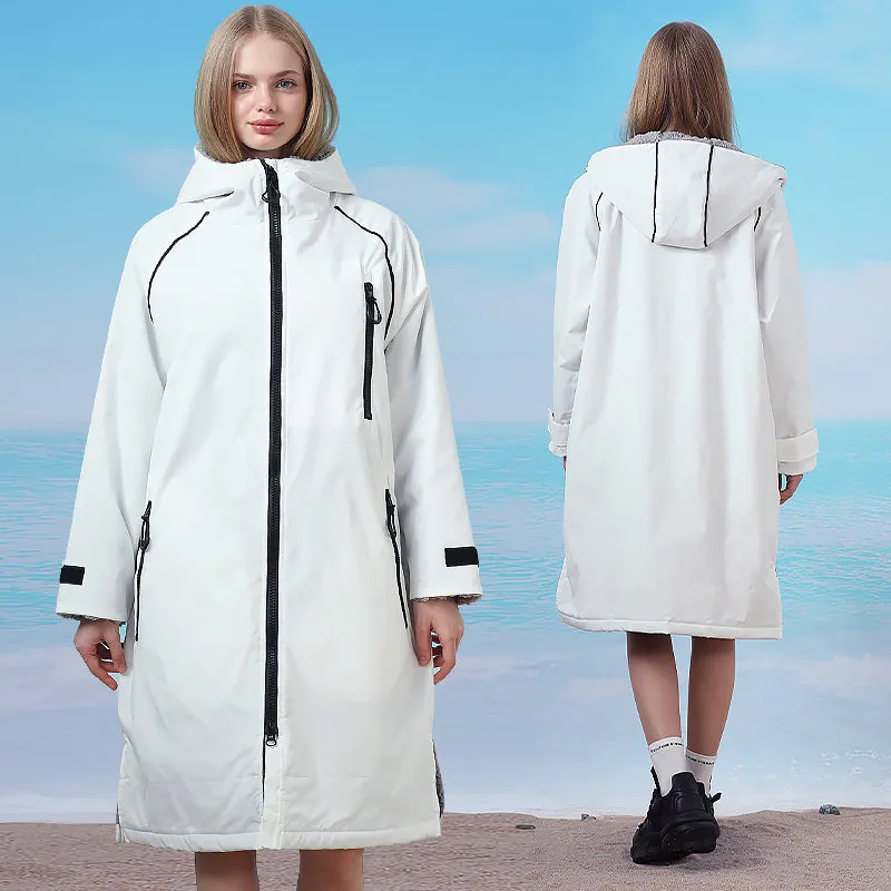 Surf Changing Microfiber Fabric Jacket Hooded Cloak Beach Surf Pool Lining Raincoat Unisex Coat Diving Warm Bathrobe