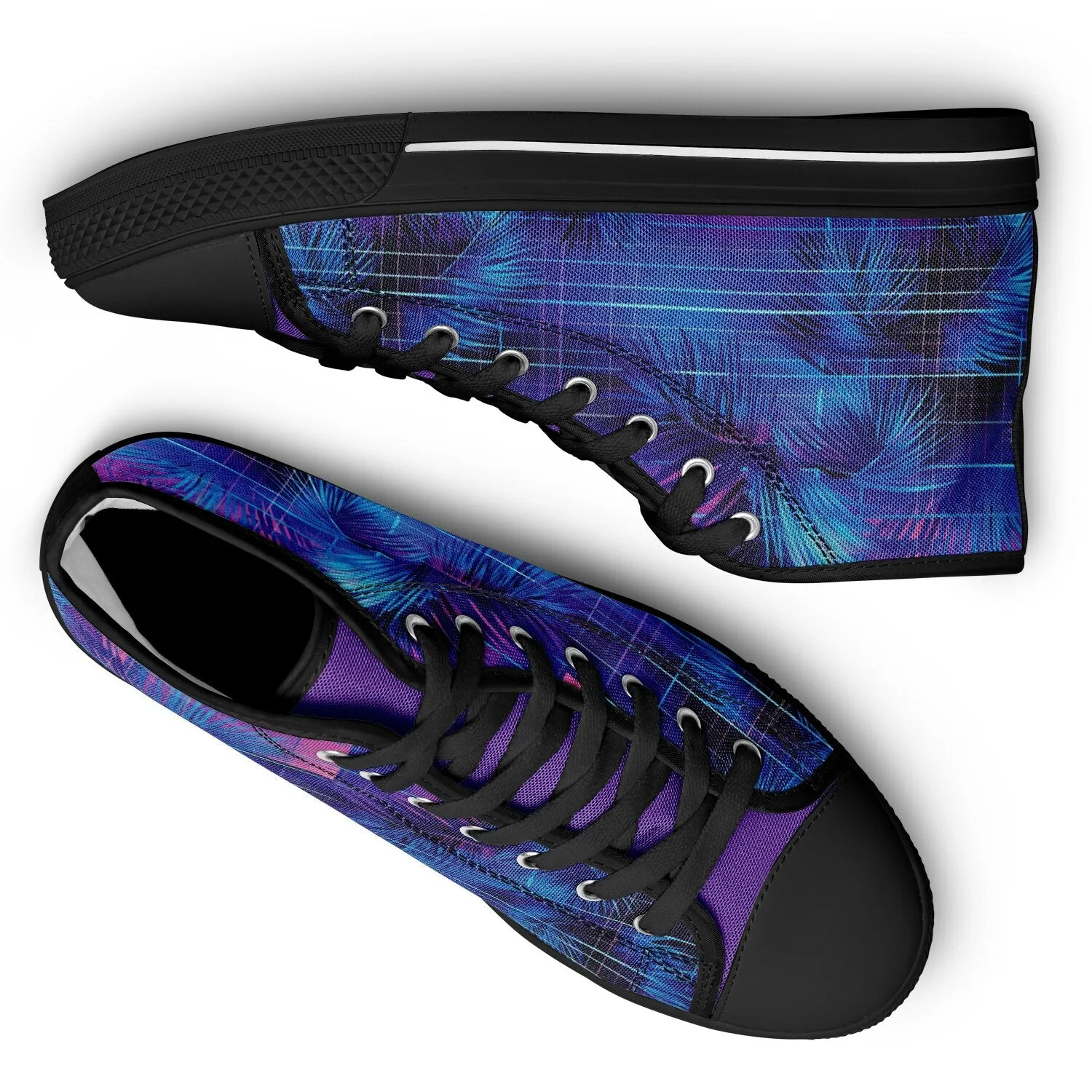 Synthwave Palm Trees - Urban Peak High Top Shoes (black details)