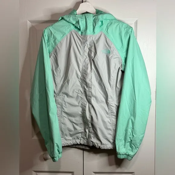 The North Face Women's S Dryvent Rain Jacket Mesh Lining Mint Green &amp; Gray