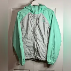 The North Face Women's S Dryvent Rain Jacket Mesh Lining Mint Green &amp; Gray