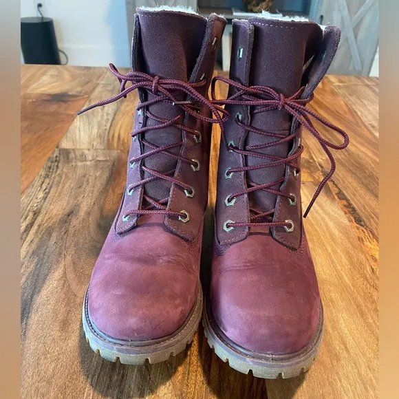 Timberland Jayne Fold Down Boots in Burgundy