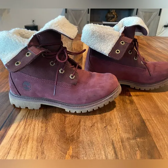 Timberland Jayne Fold Down Boots in Burgundy