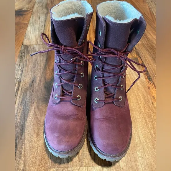 Timberland Jayne Fold Down Boots in Burgundy