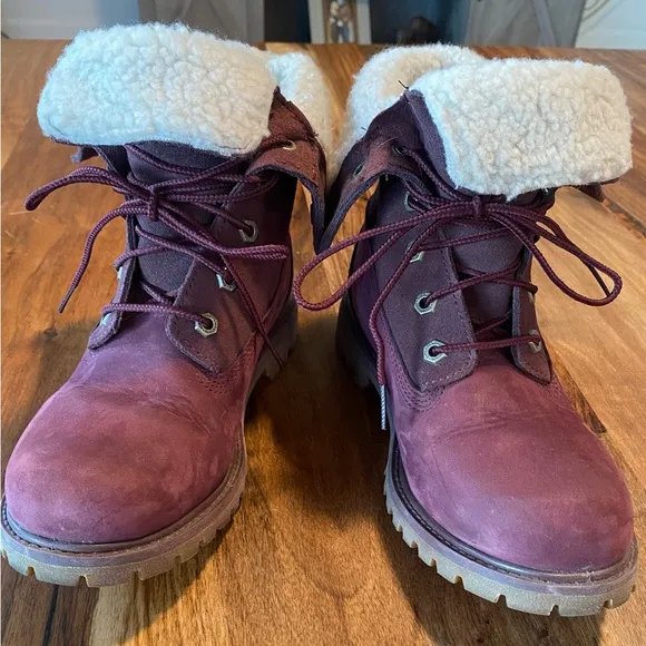 Timberland Jayne Fold Down Boots in Burgundy