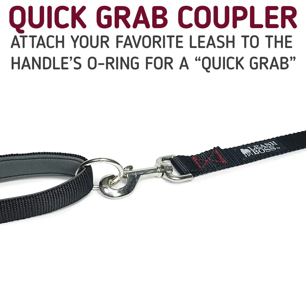 Two Dog Leash Coupler and Quick Grab 12 Inch Short Lead with Padded Handle