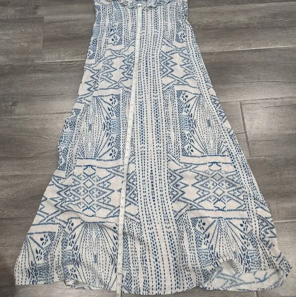 Tysa Blue and White Walk in The Garden Maxi Dress