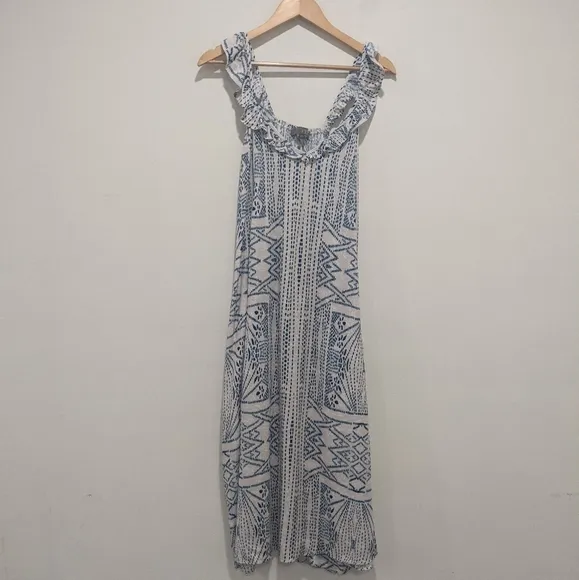 Tysa Blue and White Walk in The Garden Maxi Dress