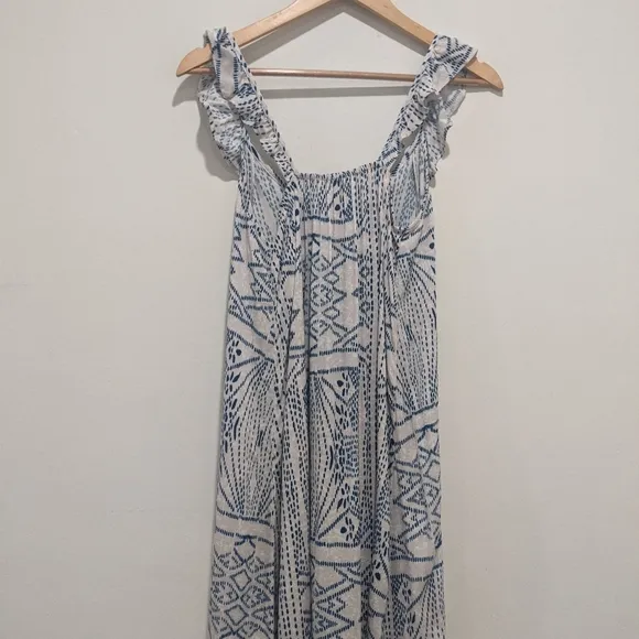 Tysa Blue and White Walk in The Garden Maxi Dress