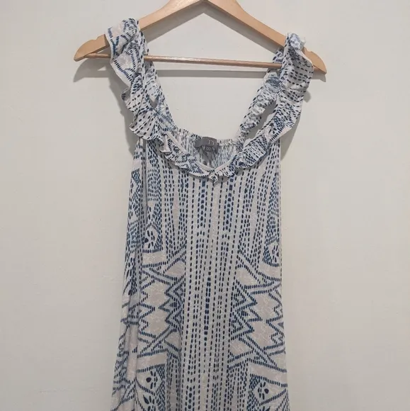 Tysa Blue and White Walk in The Garden Maxi Dress