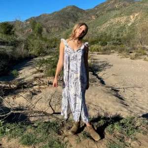 Tysa Blue and White Walk in The Garden Maxi Dress