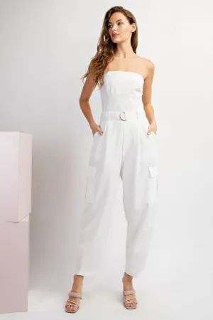 Walk the Walk White Cargo Jumpsuit