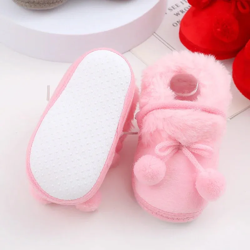Winter Snow Baby Boots Newborn Warm Red Booties Soft Sole First Walkers Shoes for Baby Girls Boys Infant Shoes Toddler