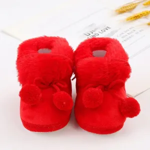 Winter Snow Baby Boots Newborn Warm Red Booties Soft Sole First Walkers Shoes for Baby Girls Boys Infant Shoes Toddler