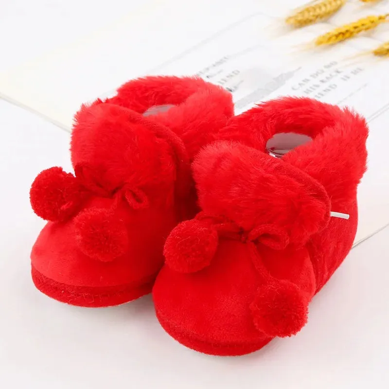 Winter Snow Baby Boots Newborn Warm Red Booties Soft Sole First Walkers Shoes for Baby Girls Boys Infant Shoes Toddler