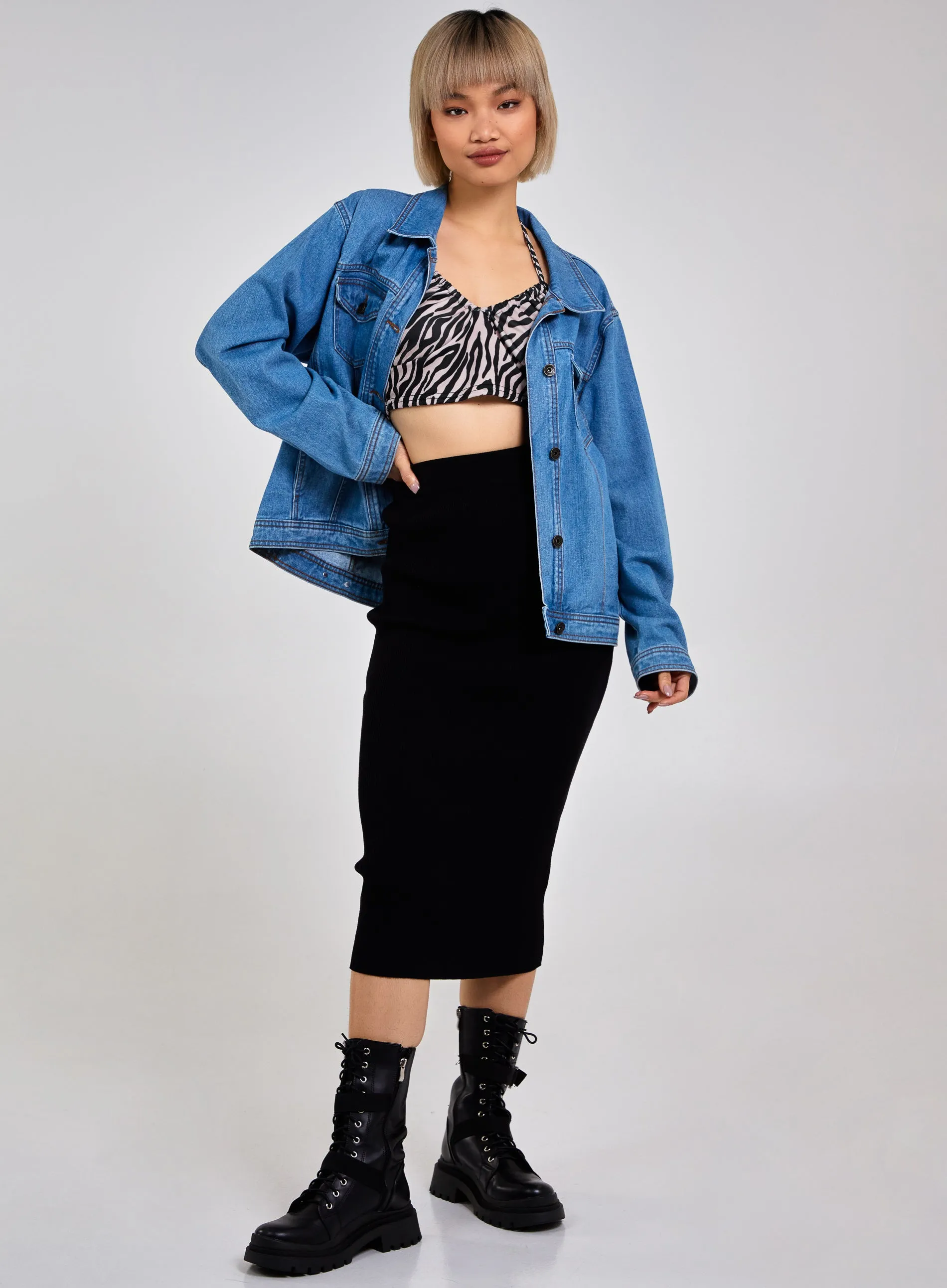 Zebra Print Halter Neck Top