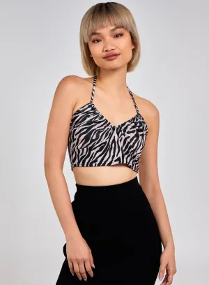 Zebra Print Halter Neck Top