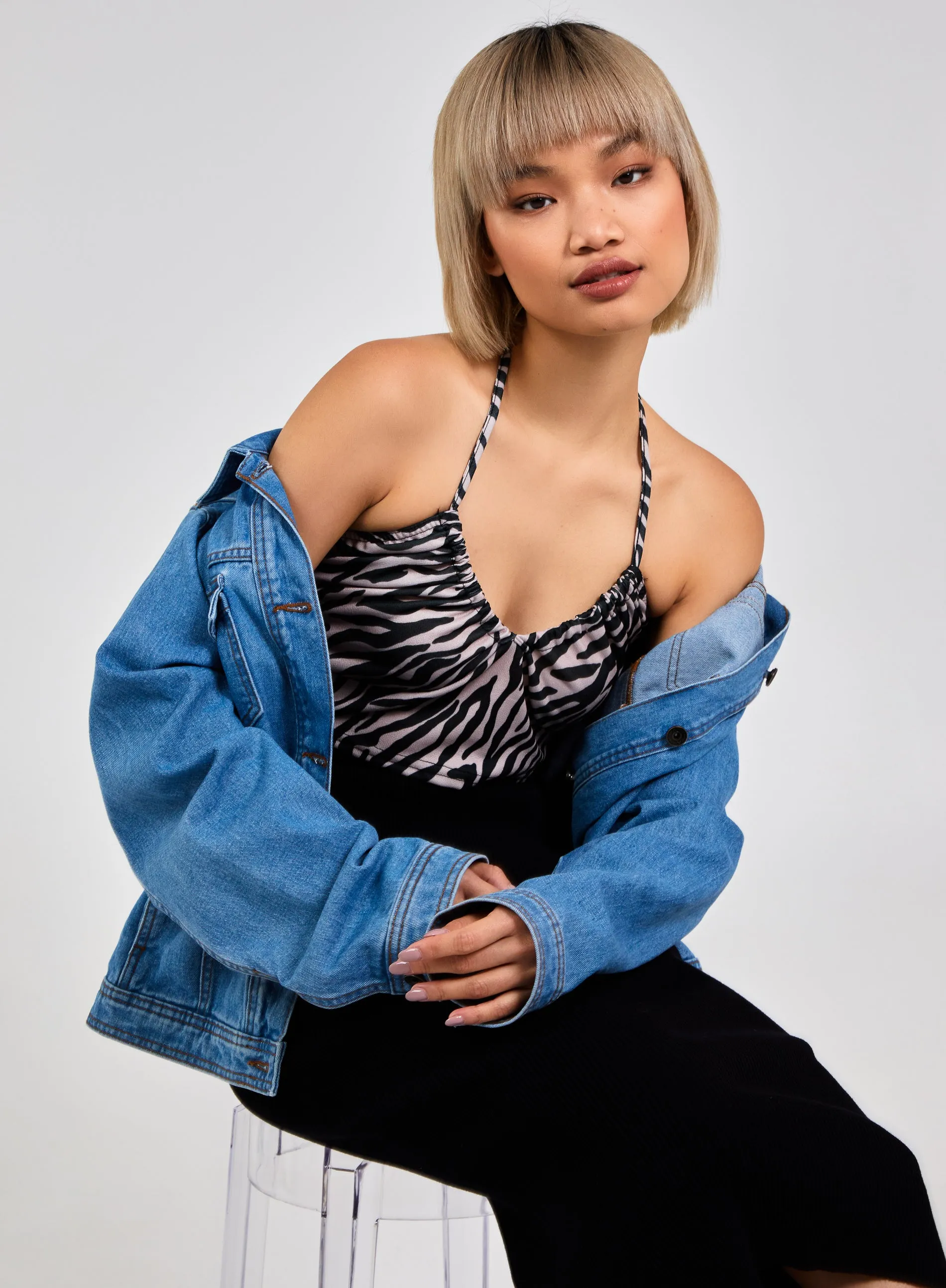 Zebra Print Halter Neck Top